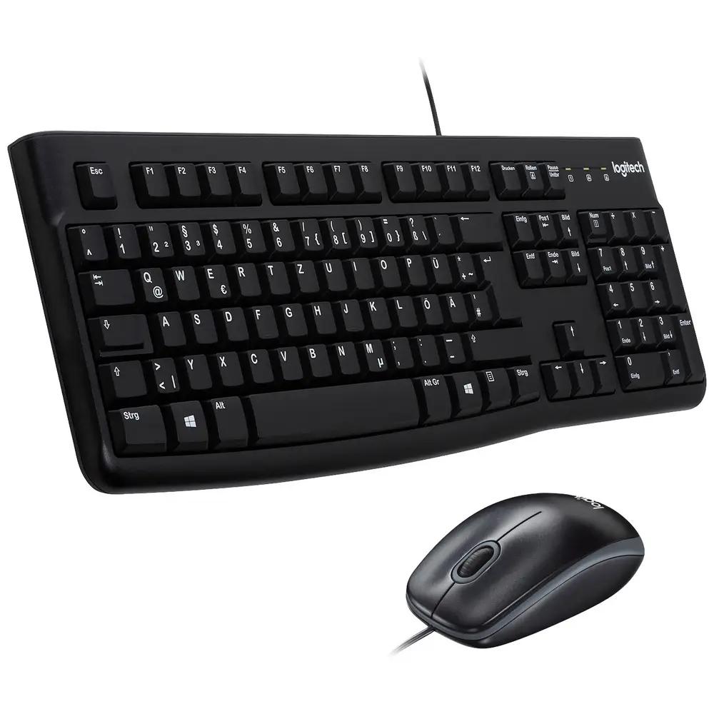 Combo (Tastierë & Maus) Logitech MK120 / me Kabllo / USB / QWERTZ DE / Maus Optik 1000 DPI - Zezë - 1