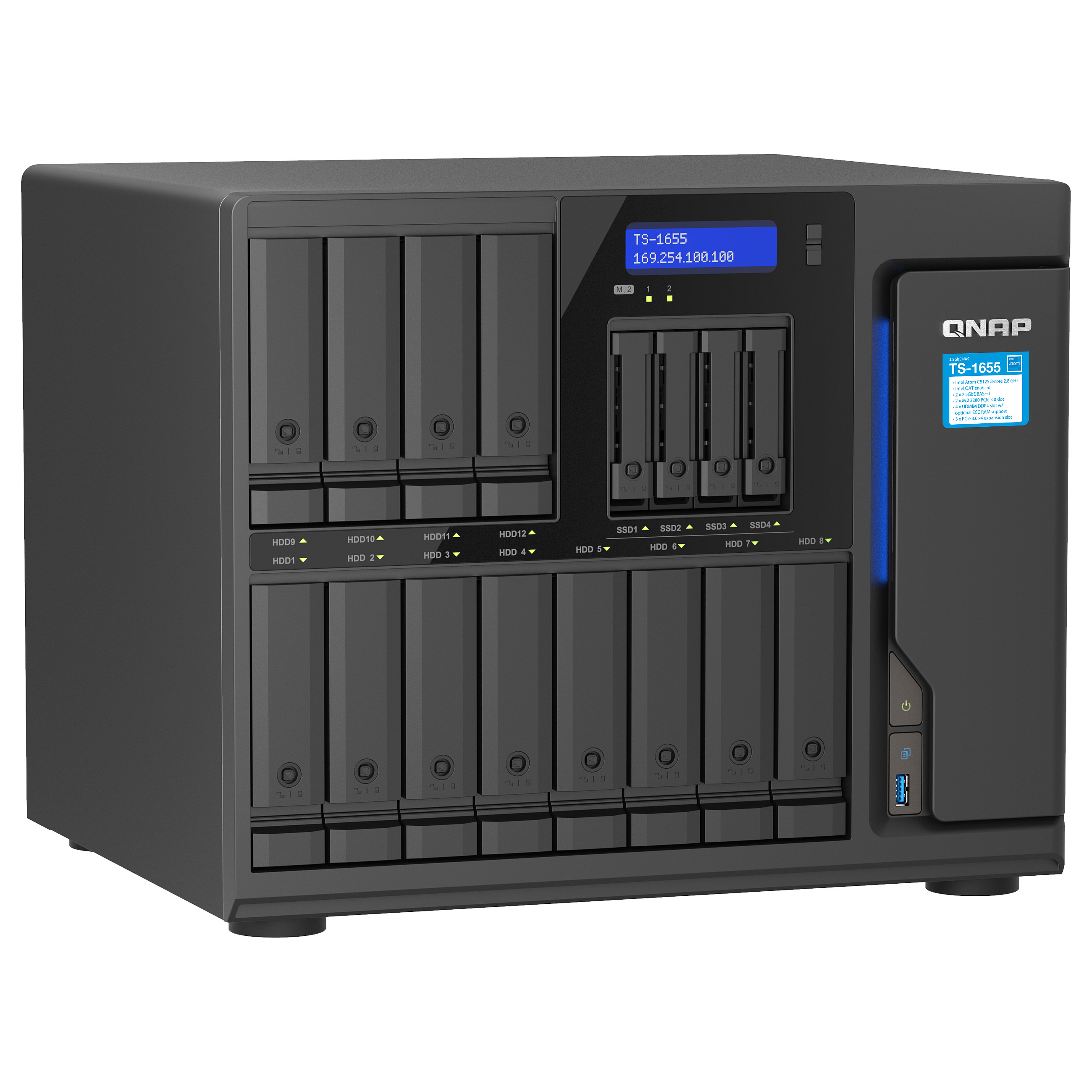 NAS QNAP TS‑1655‑8G 16‑Bay / Intel Atom C5125 (8 cores / 8 threads, 2.8GHz) / 8GB - 7