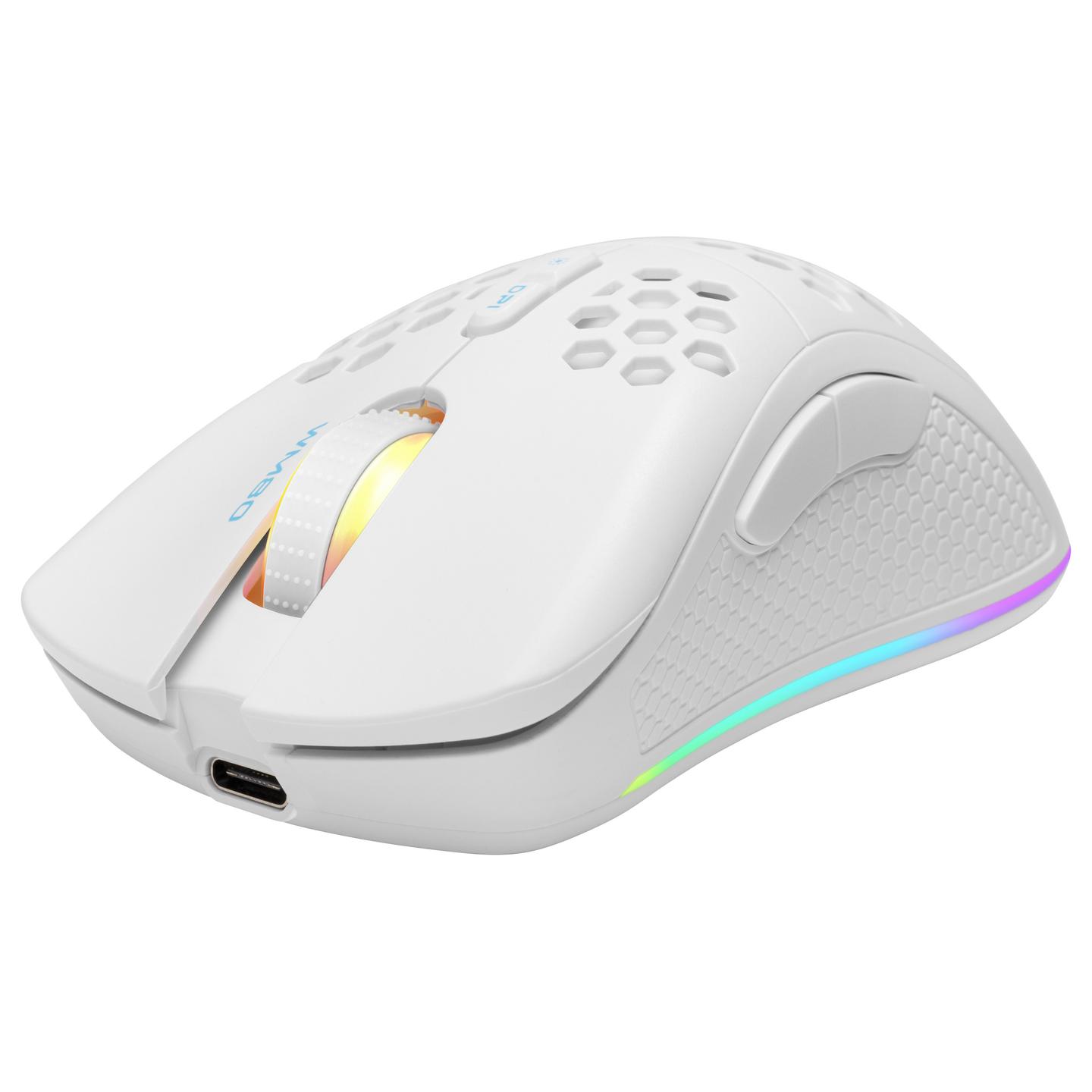 Maus Gaming Deltaco GAM-120-W / Wireless / SPCP6651 / 6400 DPI / 1000Hz / RGB - Bardhë - 1