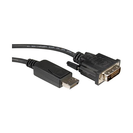 Kabllo DisplayPort ROLINE 11.04.5612 / DisplayPort 1.1 në DVI / 5m / Full HD 60Hz - Zezë - 2