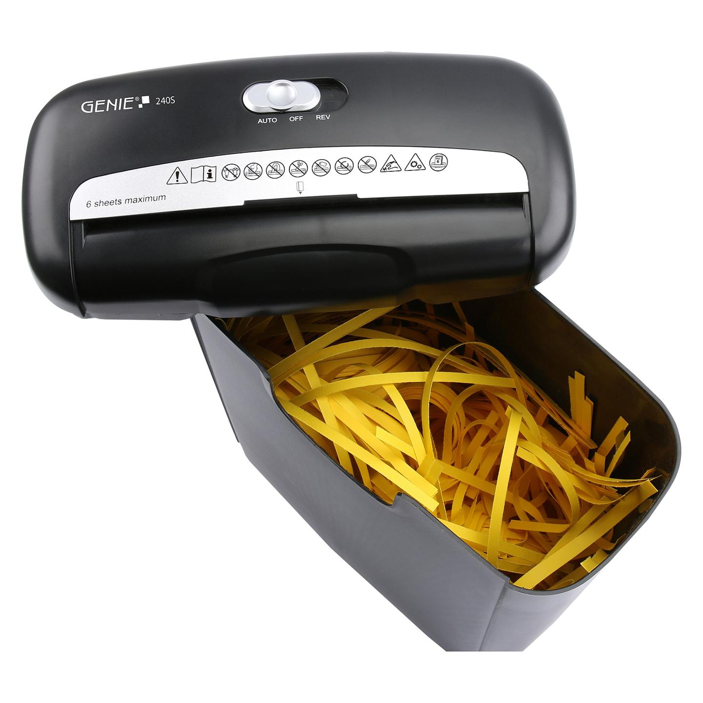 Shredder GENIE 240 S, Strip-Cut, P-2, 6 fletë, 6mm, 10L - Zezë - 4