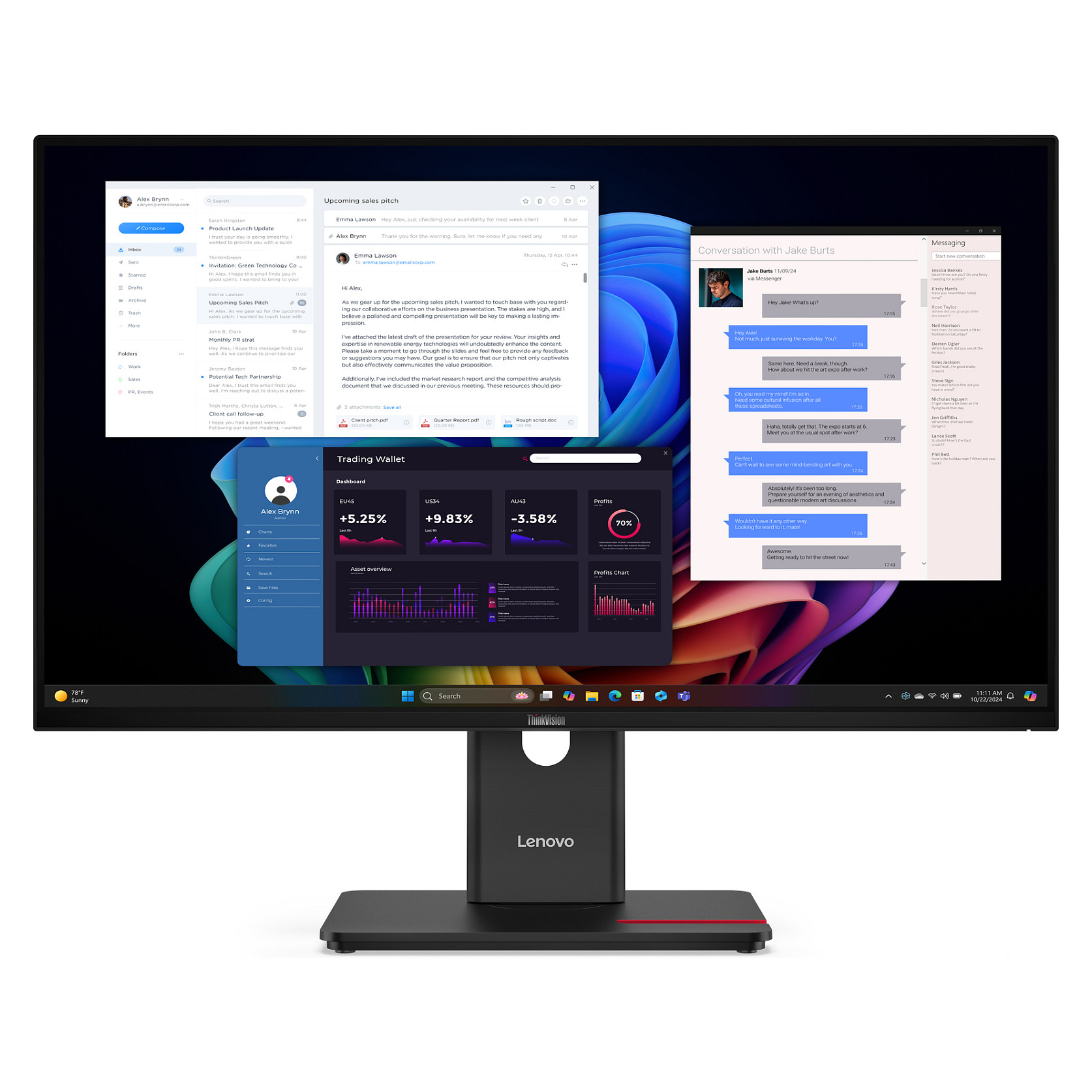 Monitor Lenovo ThinkVision T27UD-40 / 27" / 4K Ultra HD IPS / LCD / 60 Hz / 6 ms / HDMI+USB+DP - Zezë - 1