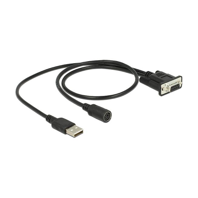 Kabllo Navilock 62907, DB9 në MD6 + USB-A, RS-232 - Zezë