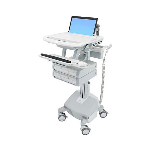 Karrocë për Laptop Ergotron StyleView SV44-1162-2, deri 17.3", 9.1kg, Rregullim Lartësie 51cm, Tabaka Tastiere, 6 Sirtarë, 4 Rrota - Hiri/Bardhë