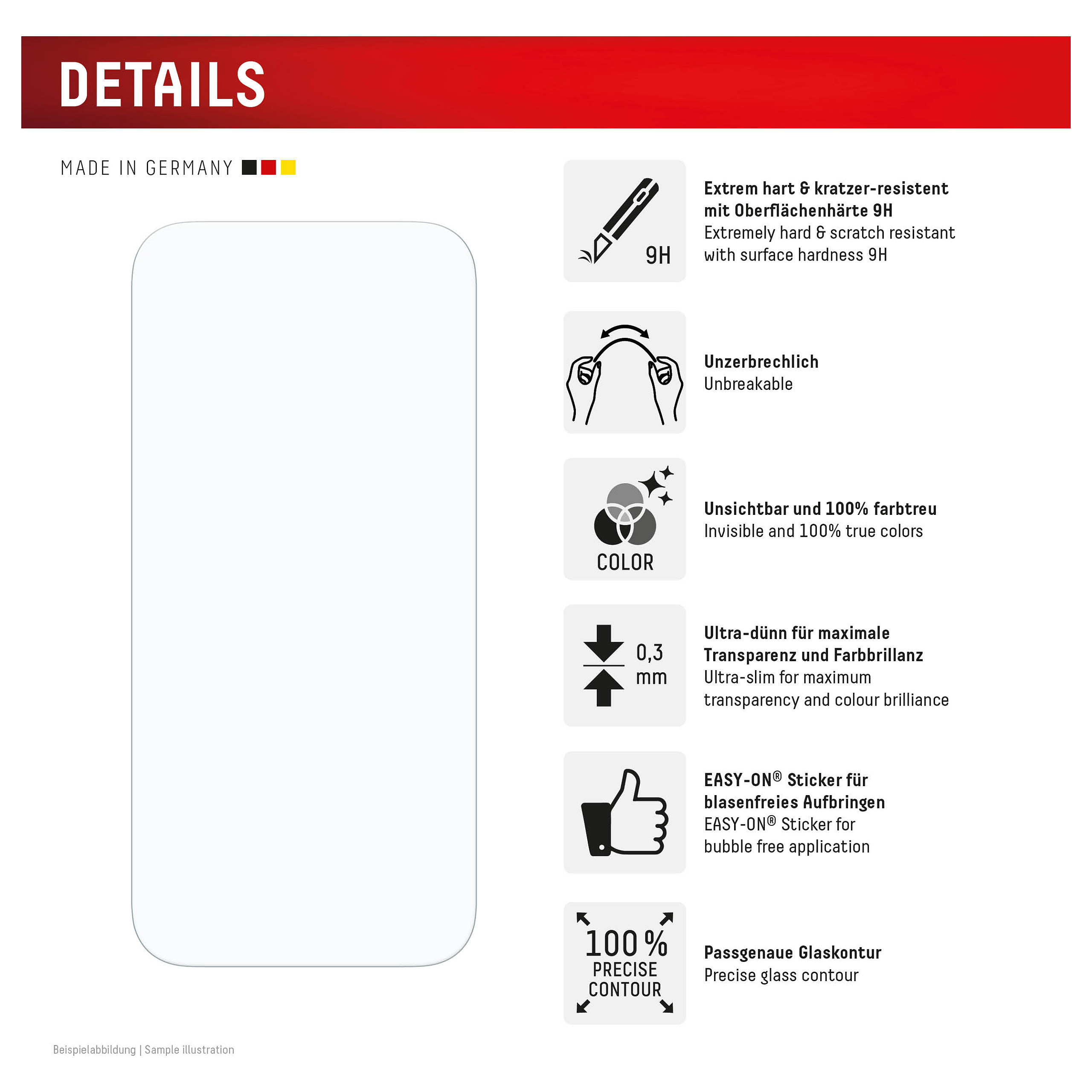 Mbrojtëse për ekran Displex / Xham Tempered Glass 9H - Transparente - 2
