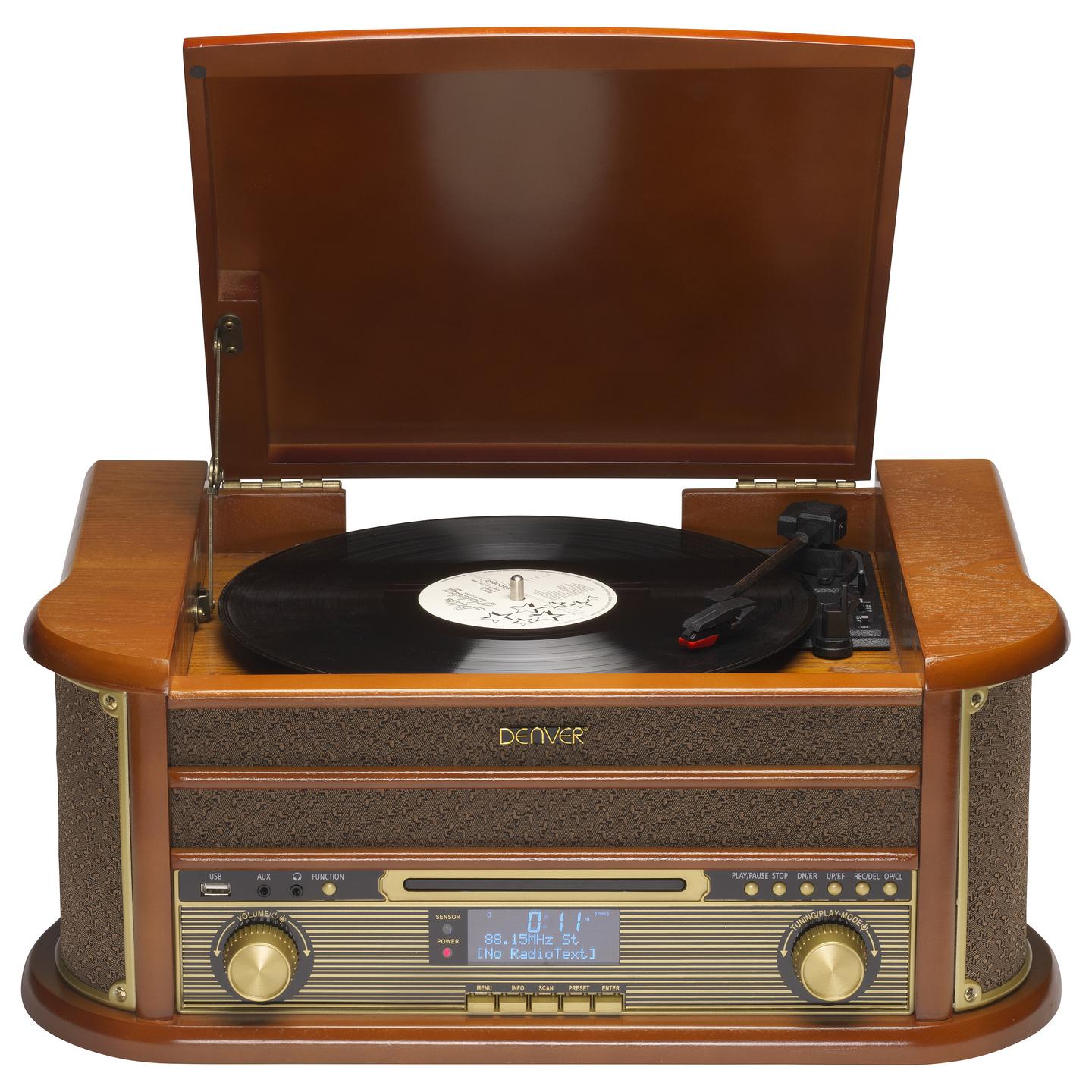 Gramafon Denver MRD-51, 33 1/3, 45, 78 RPM, LCD, 5W - Kafe