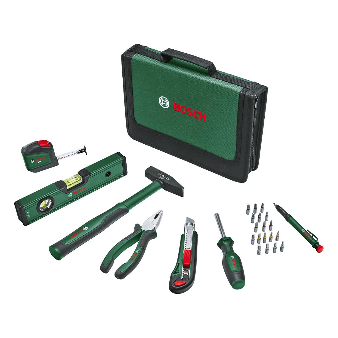 Set Veglash Pune Bosch Universal 1 600 A02 BY6, 25 Pjesë, Çantë Tekstili - Zezë/Gjelbër