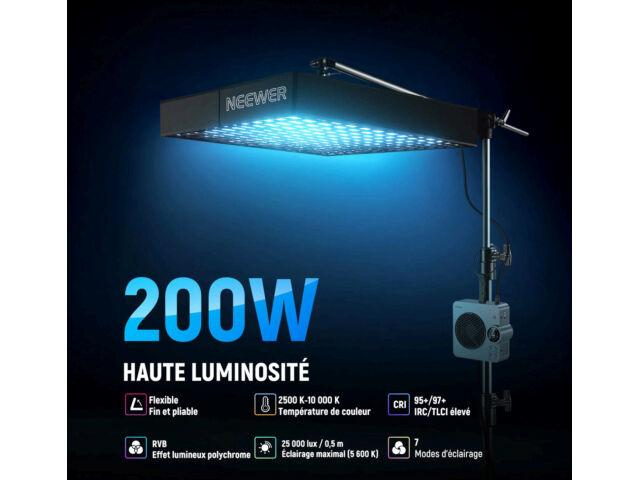 Dritë e Mençur Neewer AF200C, RGB, 200W, 25000Lux, 2500-10000K, CRI 95+, TLCI 97+, DMX - Zezë - 3