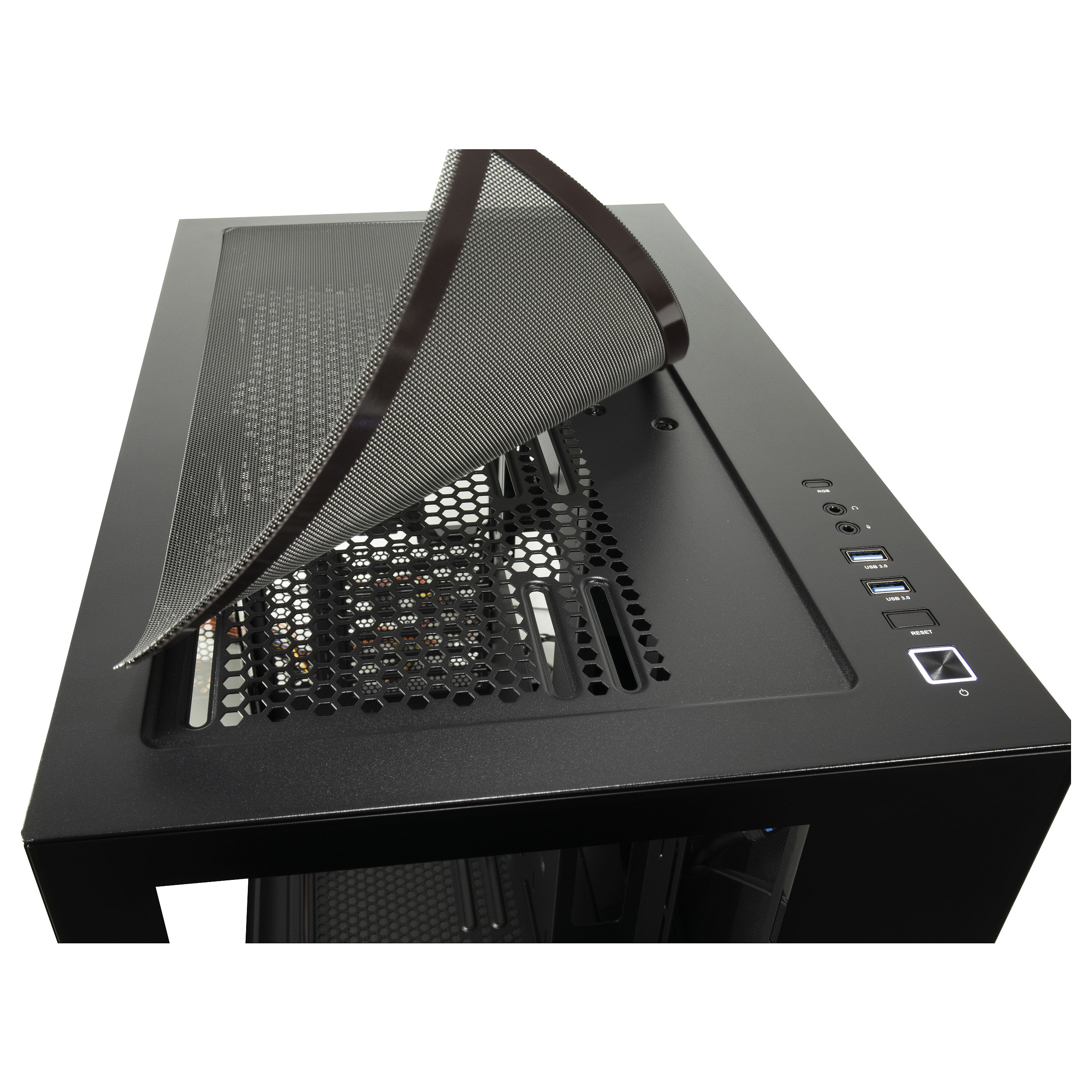Kasë PC Inter-Tech C-703 Vision / Midi Tower / ATX / 10x 120mm Fan Support / 3x 2.5" + 2x 3.5" Bay / Tempered Glass - Zezë - 10