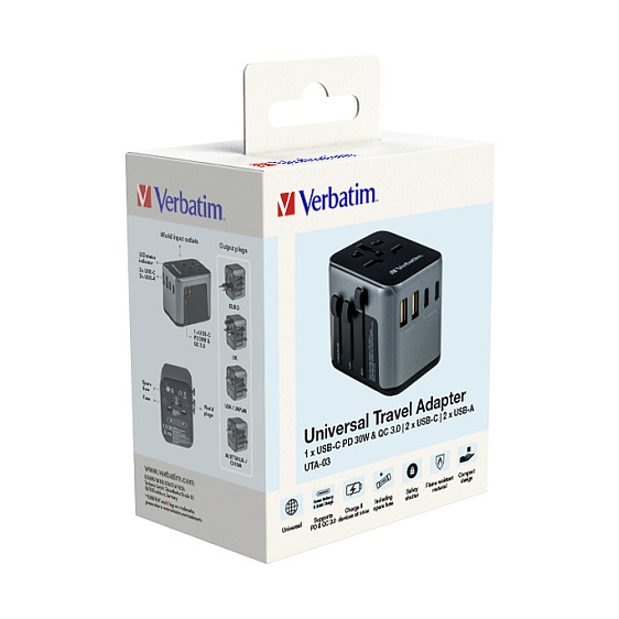 Adapter Verbatim Universal Travel Adapter UTA‑03 / USB‑A / USB‑C - 7