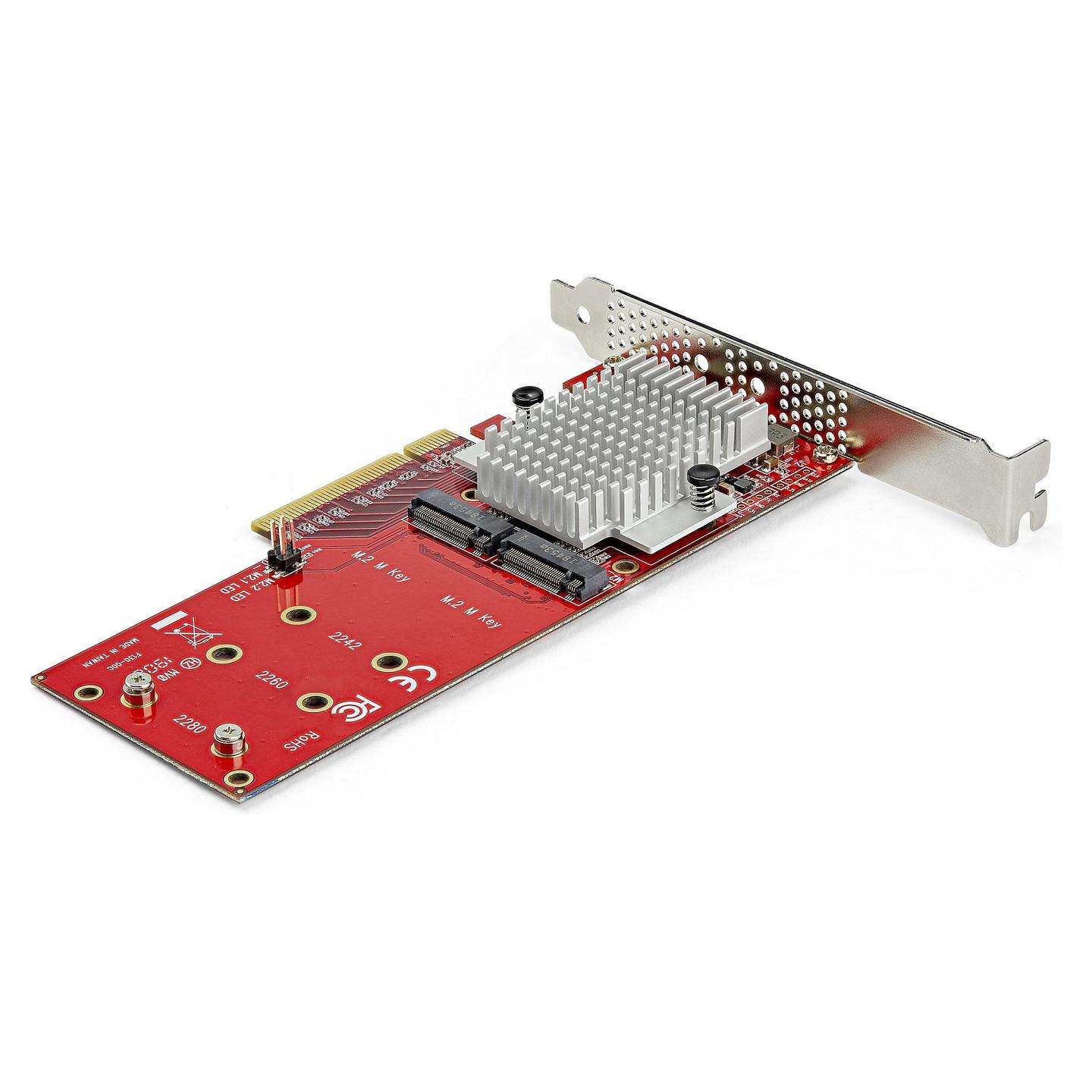 Kartë Zgjerimi StarTech.com PEX8M2E2, PCI Express 3.0 x8, 2x M.2 PCIe NVMe + AHCI, M-Key, 2242/2260/2280, ASMedia ASM2824, Low Profile + Full Height - 2