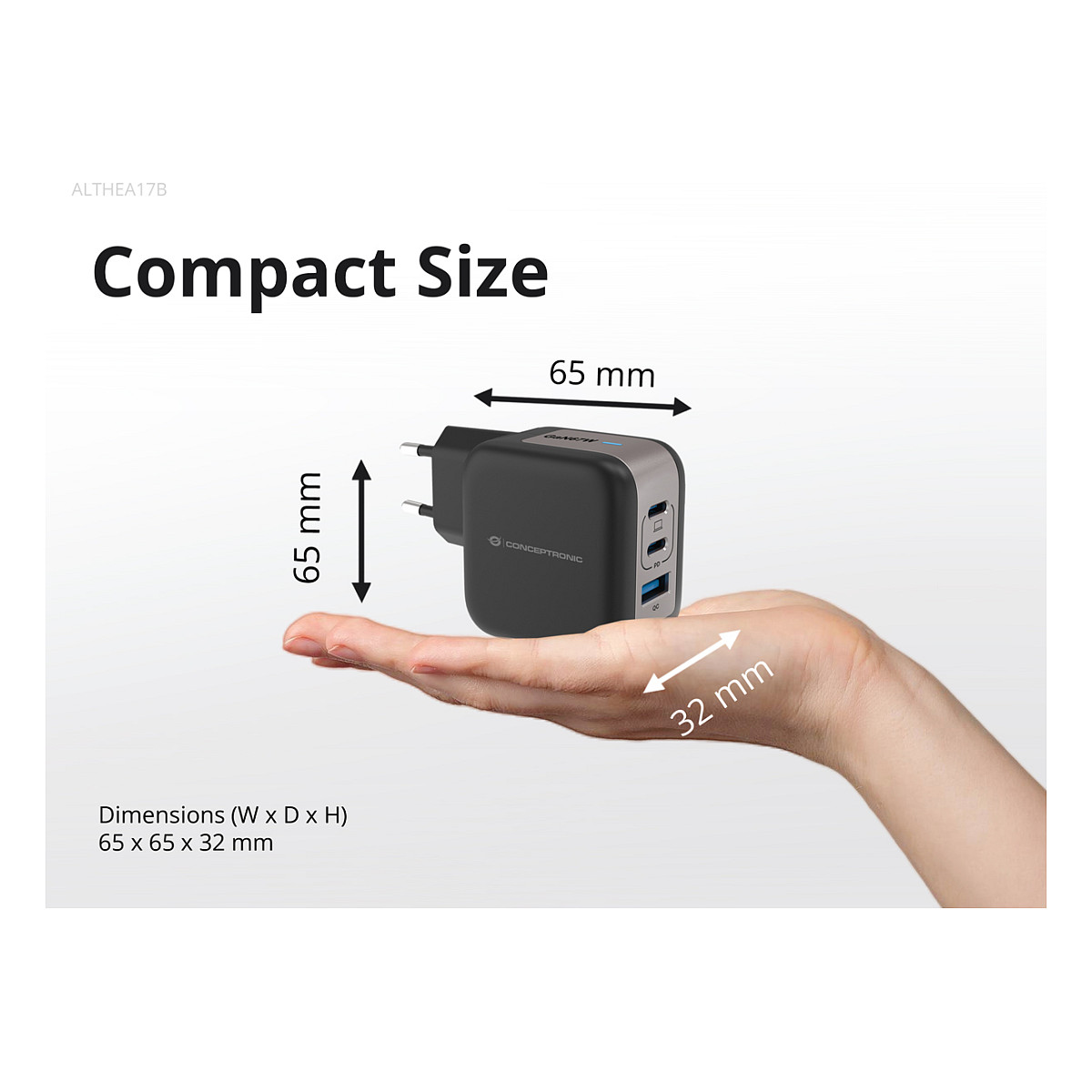 Adapter Conceptronic ALTHEA17B / 67W / 2x USB-C / 1x USB-A / QC 3.0 / PPS - Zezë - 8