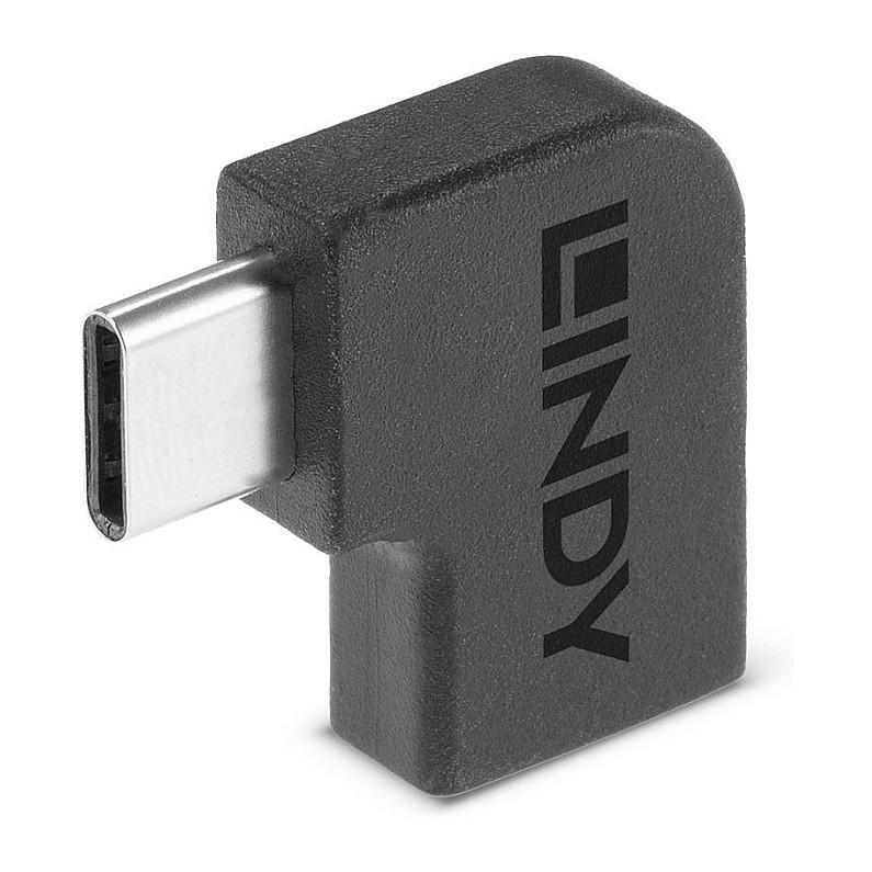 Adapter USB Lindy 41894 / USB-C Male në USB-C Female / USB 3.2 Gen 2x2 / 20 Gbit/s / Right Angle - Zezë