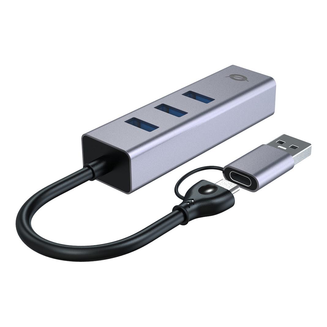 Hub Conceptronic ABBY25G, 3x USB-A, Gigabit Ethernet, USB 3.2 Gen 1, 5Gbps - Gri - 4