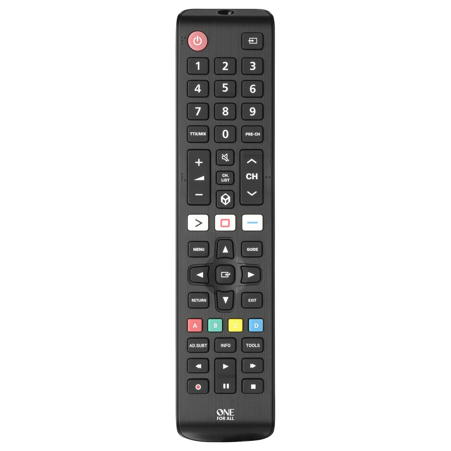 Telekomandë One For All URC4910, për TV Samsung, IR, 3, Funksion Mësimi - Zezë