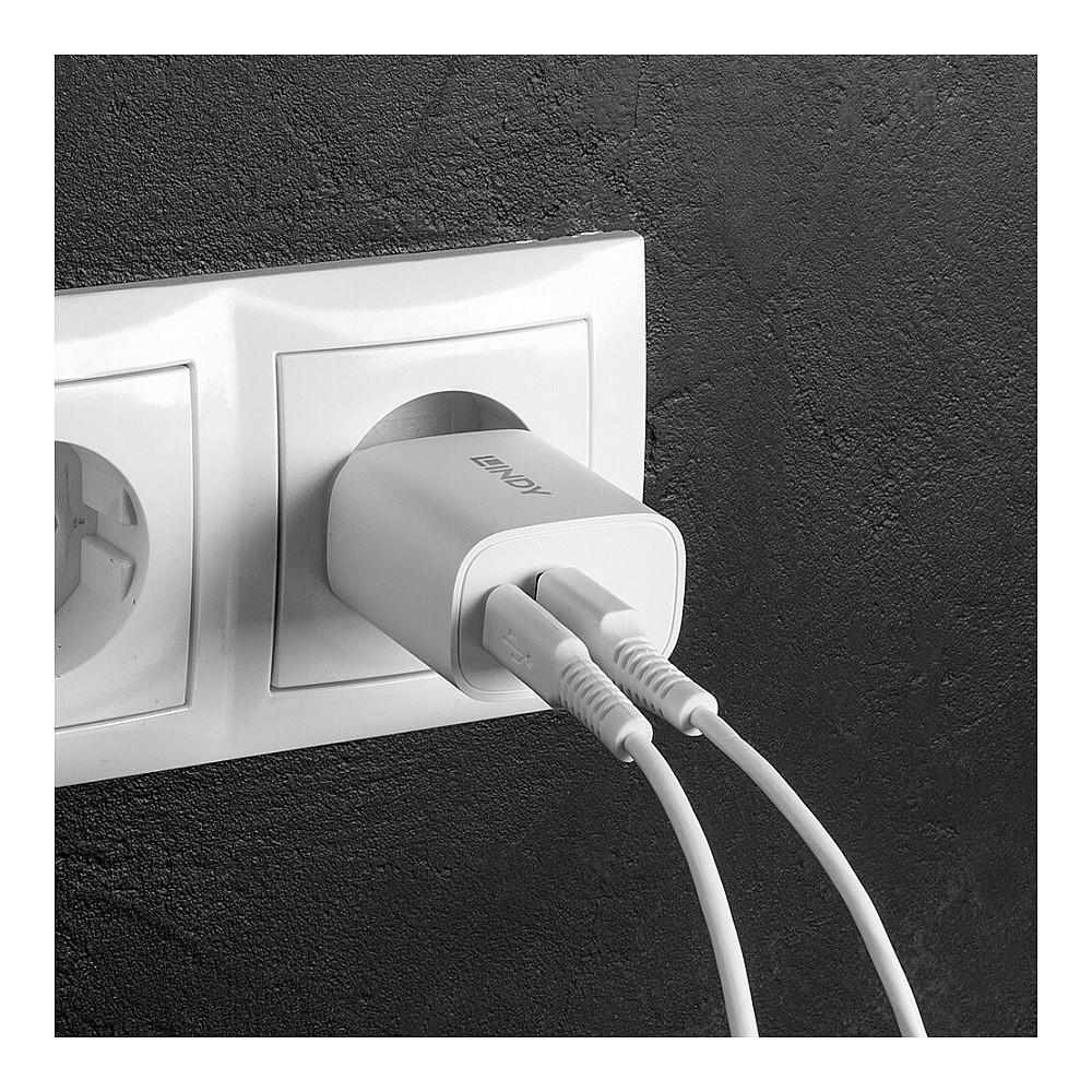 Adapter për telefon Lindy 73413 / USB-A / Fast Charging / 18W - Bardhë - 5