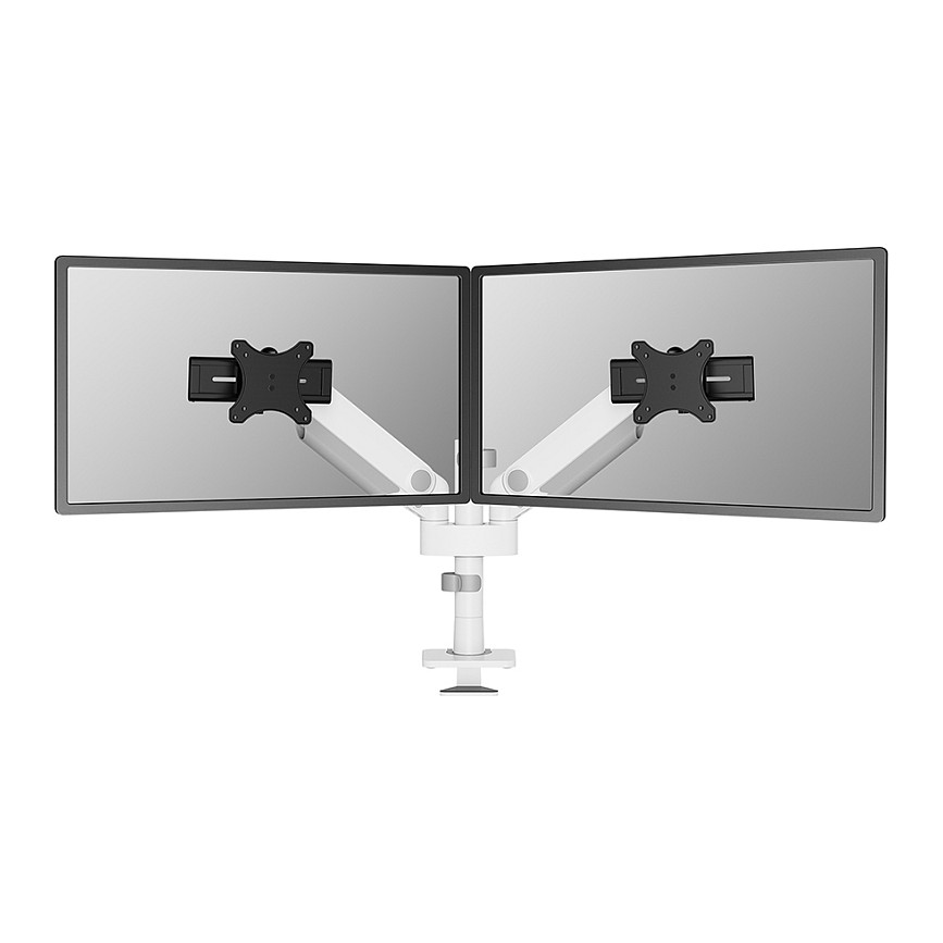 Mbajtëse për Monitor Neomounts / 2 Monitorë / 24"-34" / 11kg për Monitor / VESA 75x75-100x100 / Full Motion / Gas Spring / Tavolinë - Bardhë