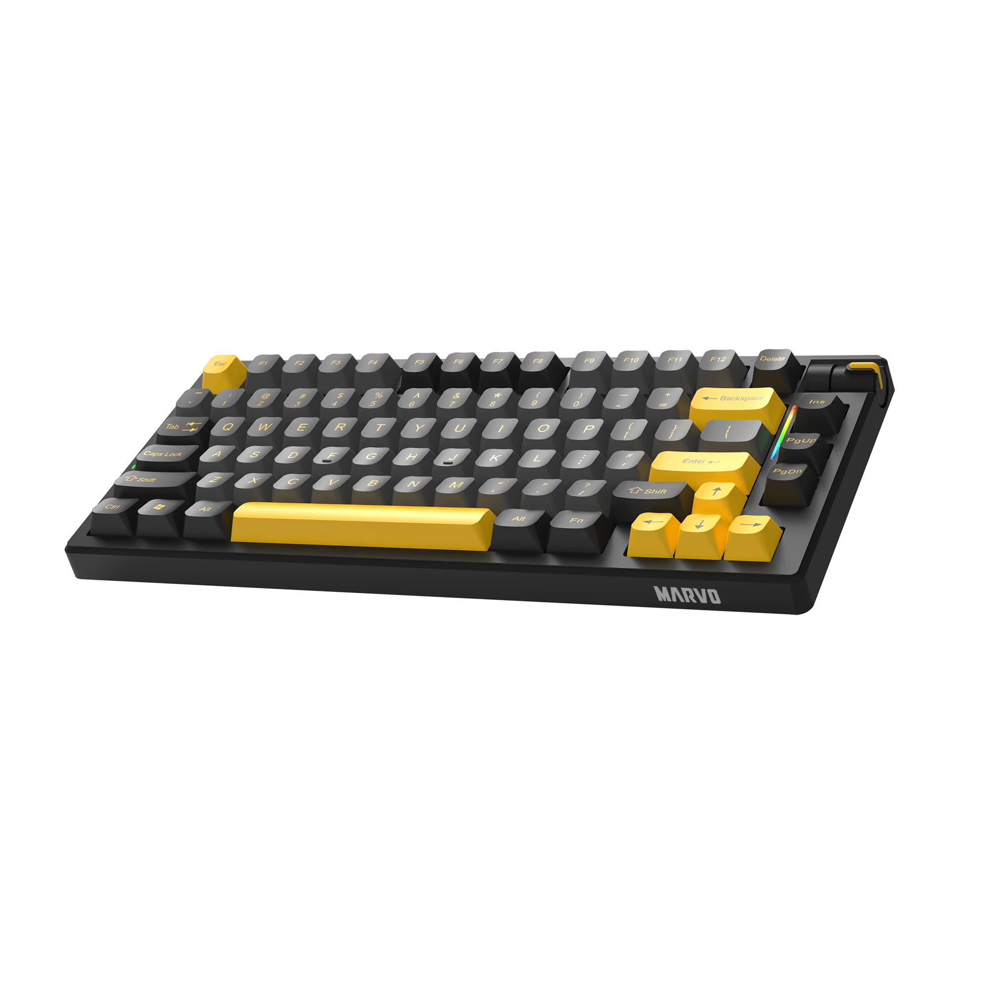 Tastierë MARVO KG958W / Mechanical / 80 keys / RGB backlight / anti-ghosting / Wireless / 4000mah battery / USB-C / black and yellow - 2