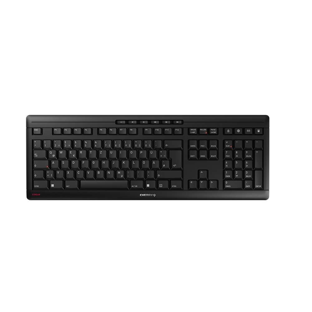 Tastierë Pa kabllo CHERRY STREAM / JK8550B / JK-8550DE-2 / 2.4GHz / QWERTZ DE / USB Receiver / 105 Taste – Zezë