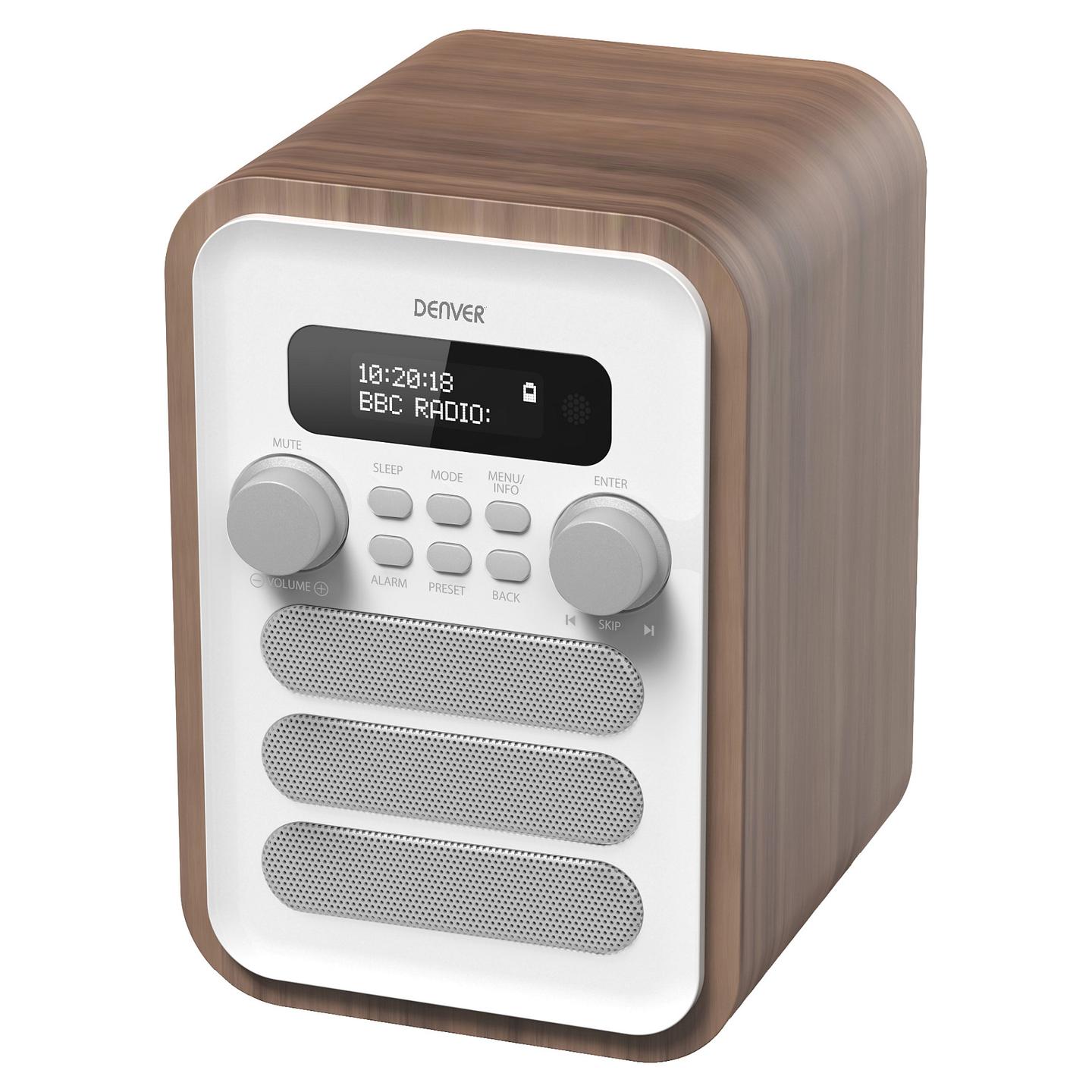 Radio Denver DAB-48, DAB+, FM, 2.5W, Jack 3.5 mm - Bardhë dhe Dru - 3