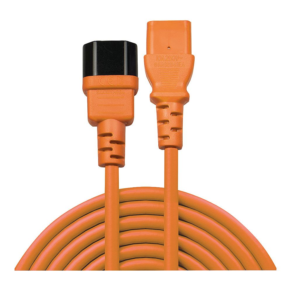 Kabllo për Furnizim me Energji IEC / LINDY Power Extension Cable IEC C14 to C13 / 2m – Portokalli - 2