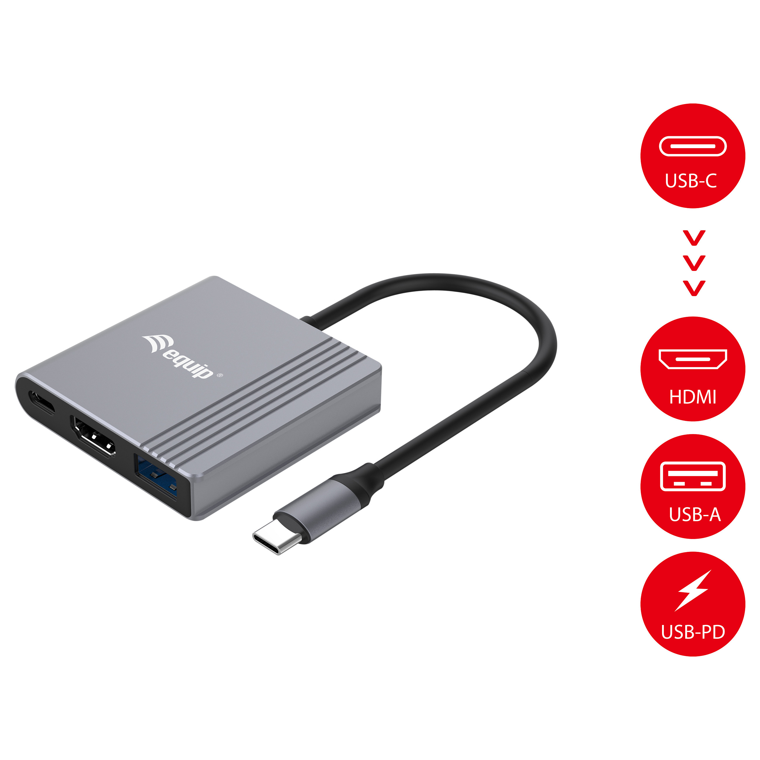 Docking Station Equip USB-C / HDMI / USB-A / 100W PD / Kabllo 25cm - Hiri - 5