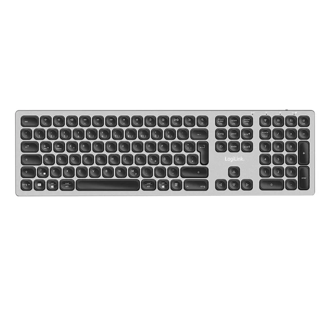 Tastierë Pa kabllo LogiLink ID0213 / Scissor Switch / Bluetooth / 2.4 GHz / 3 Pajisje / USB-C - Hiri
