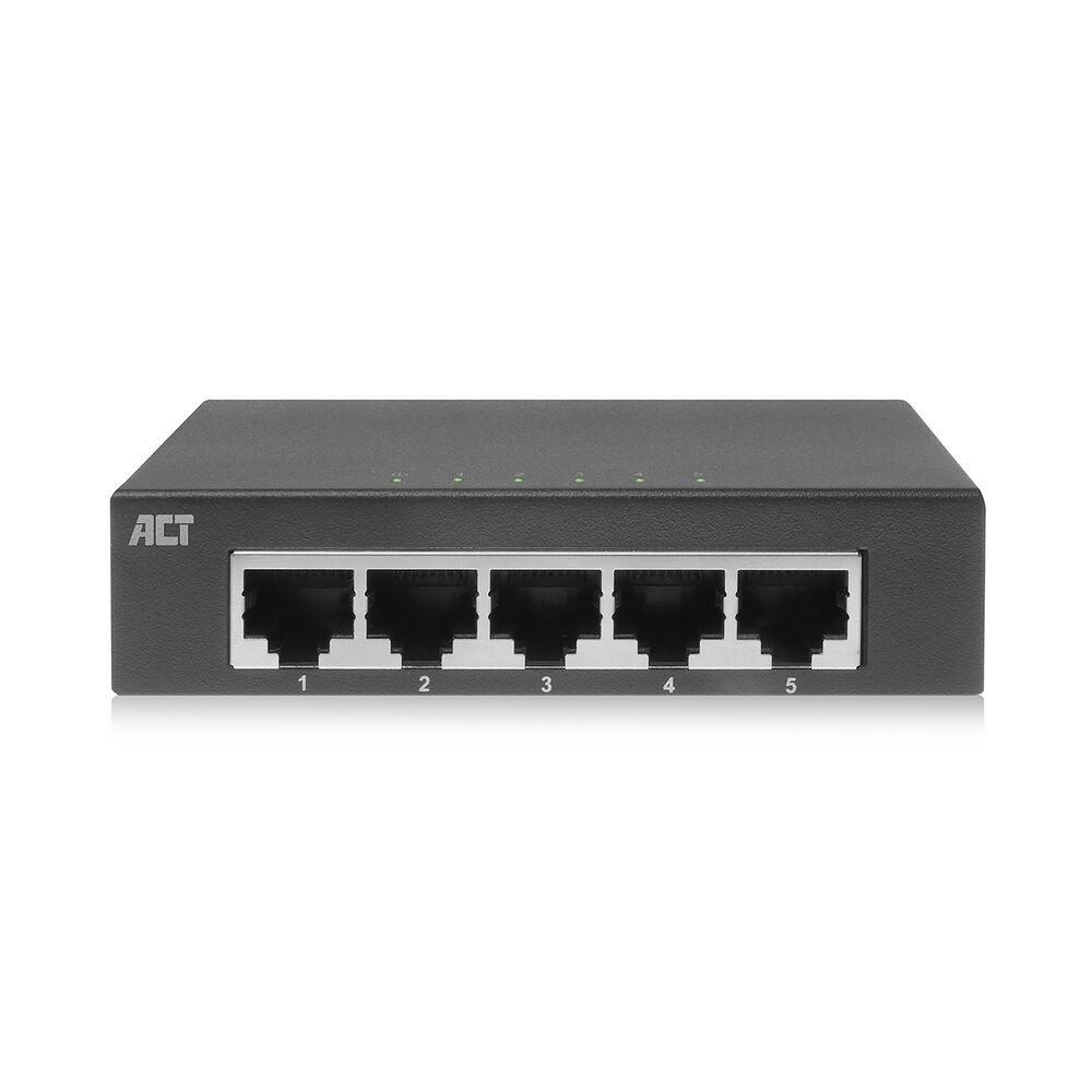 Switch ACT AC4415, 5x Gigabit Ethernet RJ45, 10/100/1000Mbps, i pamenaxhuar, Kuti Metalike - Zezë