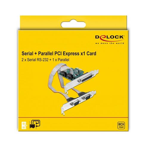 Kartë Zgjerimi PCI Express Delock 90413 / PCIe 1.1 x1 / 2x RS-232 DB9 + 1x Parallel DB25 / 460.8Kbps / Low Profile - 4
