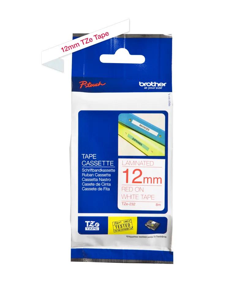 Shirit për Printer 3D Brother TZe-232 / TZE232 – Kuqe mbi Bardhë - 1