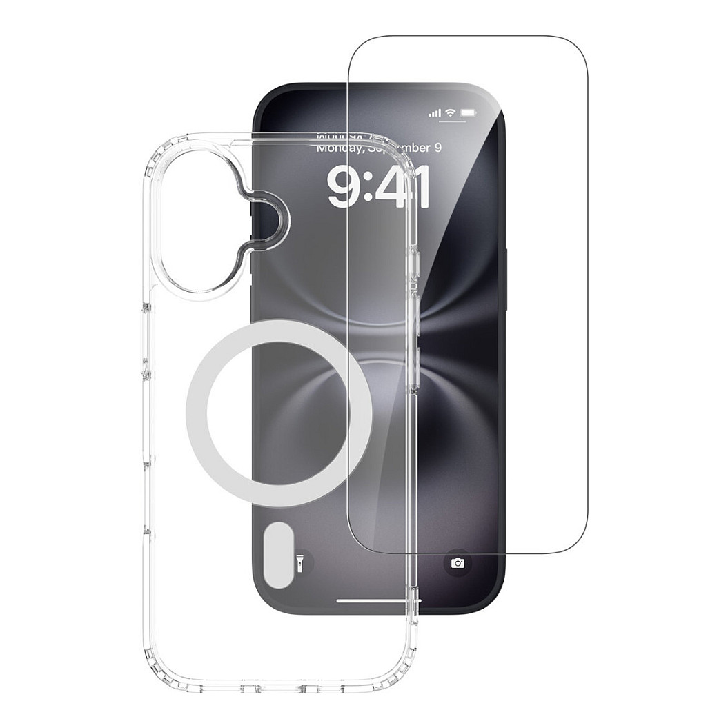 Aksesorë për telefon 4smarts 360° Premium / iPhone 17 / MagSafe / Xham i Temperuar 9H - Transparente