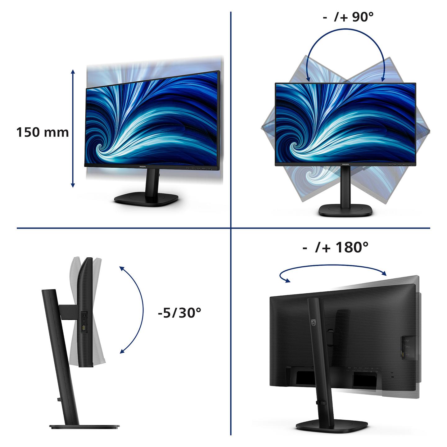 Monitor Philips 24B2U3601 / 23.8" / QHD IPS / 120Hz / 4ms / USB Hub+Speakers - Zezë - 3
