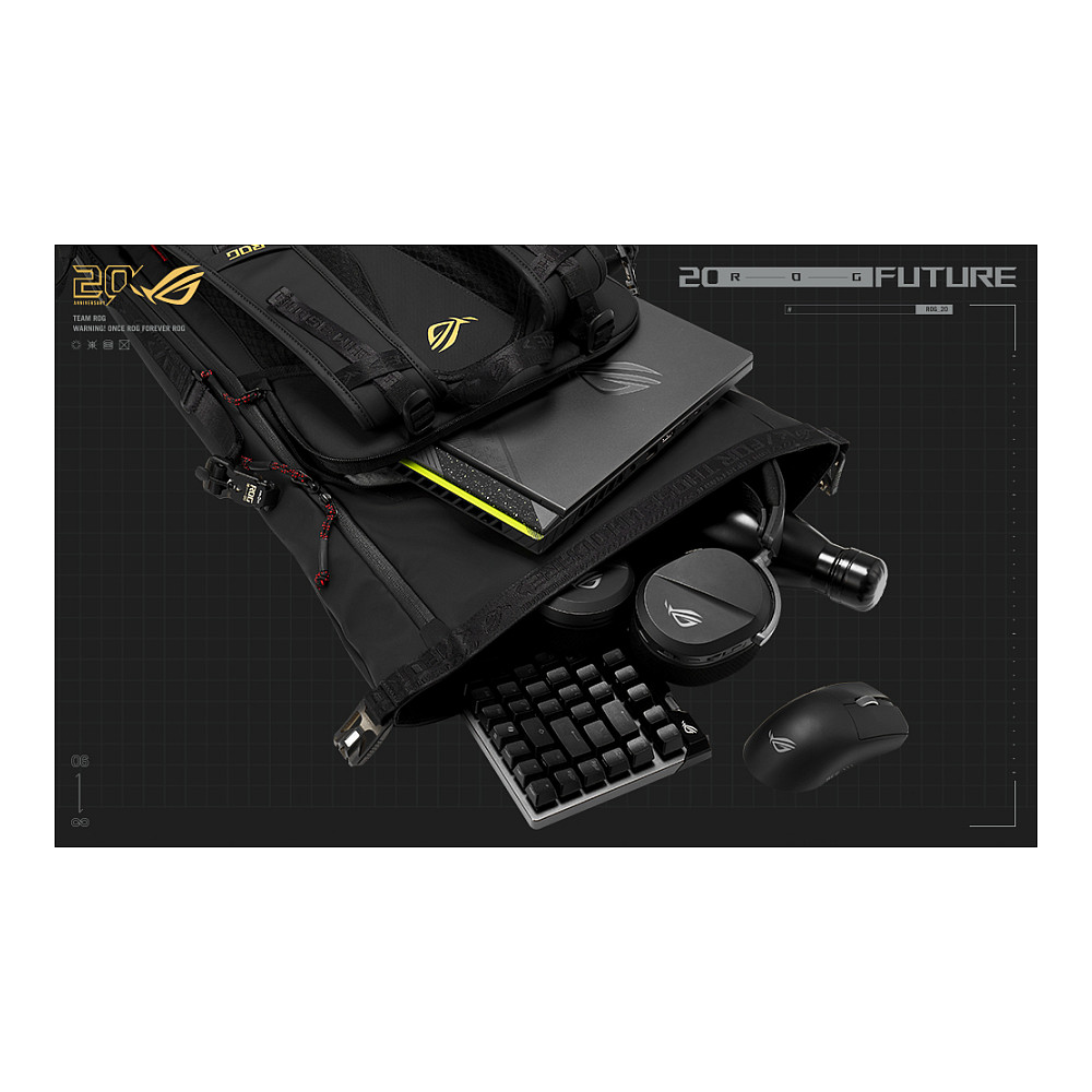 Çantë ASUS ROG SLASH Edition 20 / 18" / 26L / Roll-Top / FIDLOCK / Water-Repellent - Zezë - 16