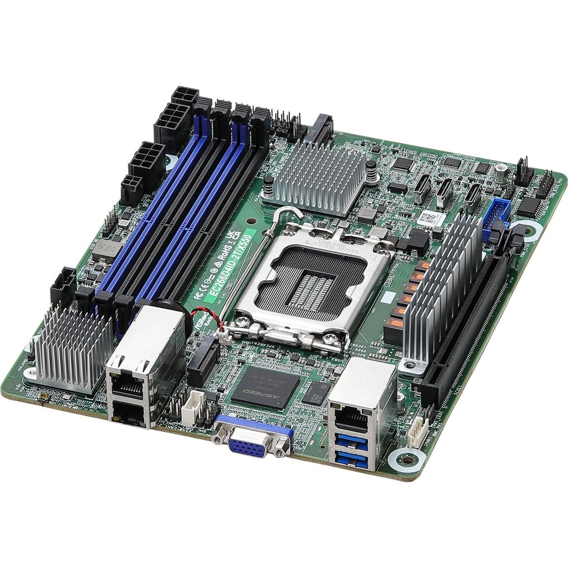 Pllakë Amë MB Intel ASRock Rack EC266D4ID-2T/X550, LGA1700, C266, Deep Mini-ITX, DDR5 ECC UDIMM, 10GbE - 2