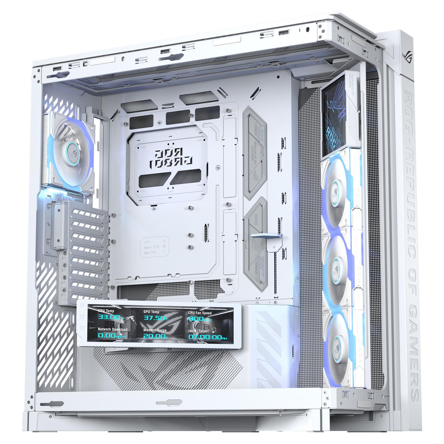 Kasë ASUS ROG CRONOX GR801, Curved Tempered Glass, ARGB - Bardhë - 10