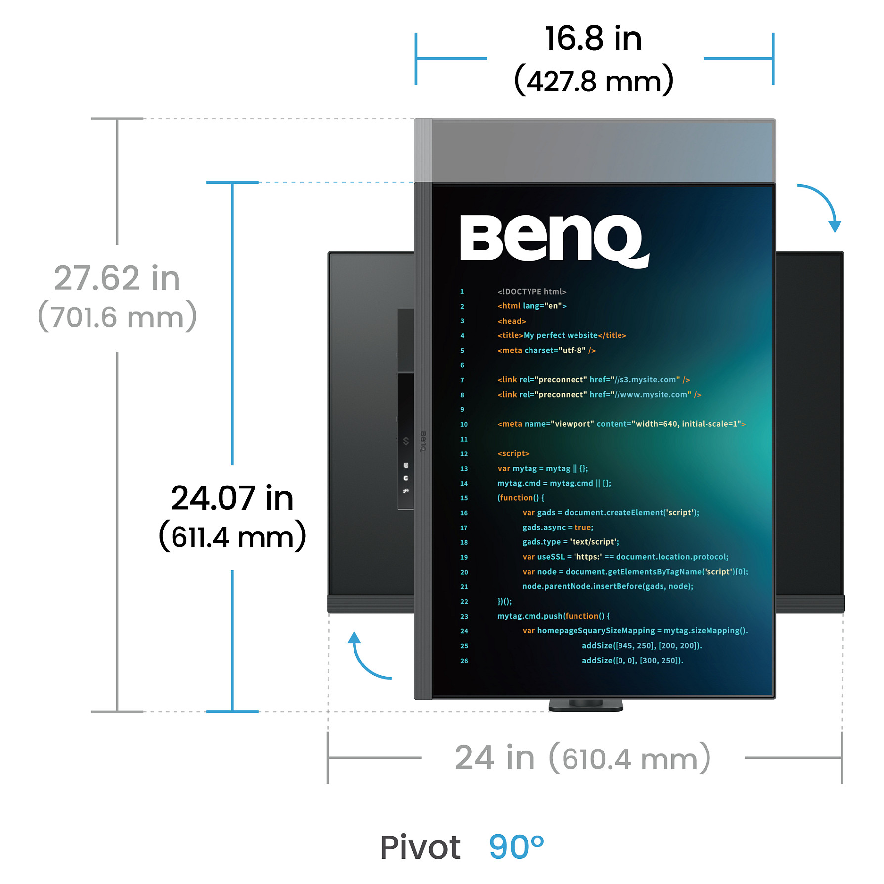 Monitor BenQ RD280UA / 28.2″ / 4K UltraHD IPS / 60Hz / 5ms / USB + HDMI + USB-C + DP - Zezë - 7