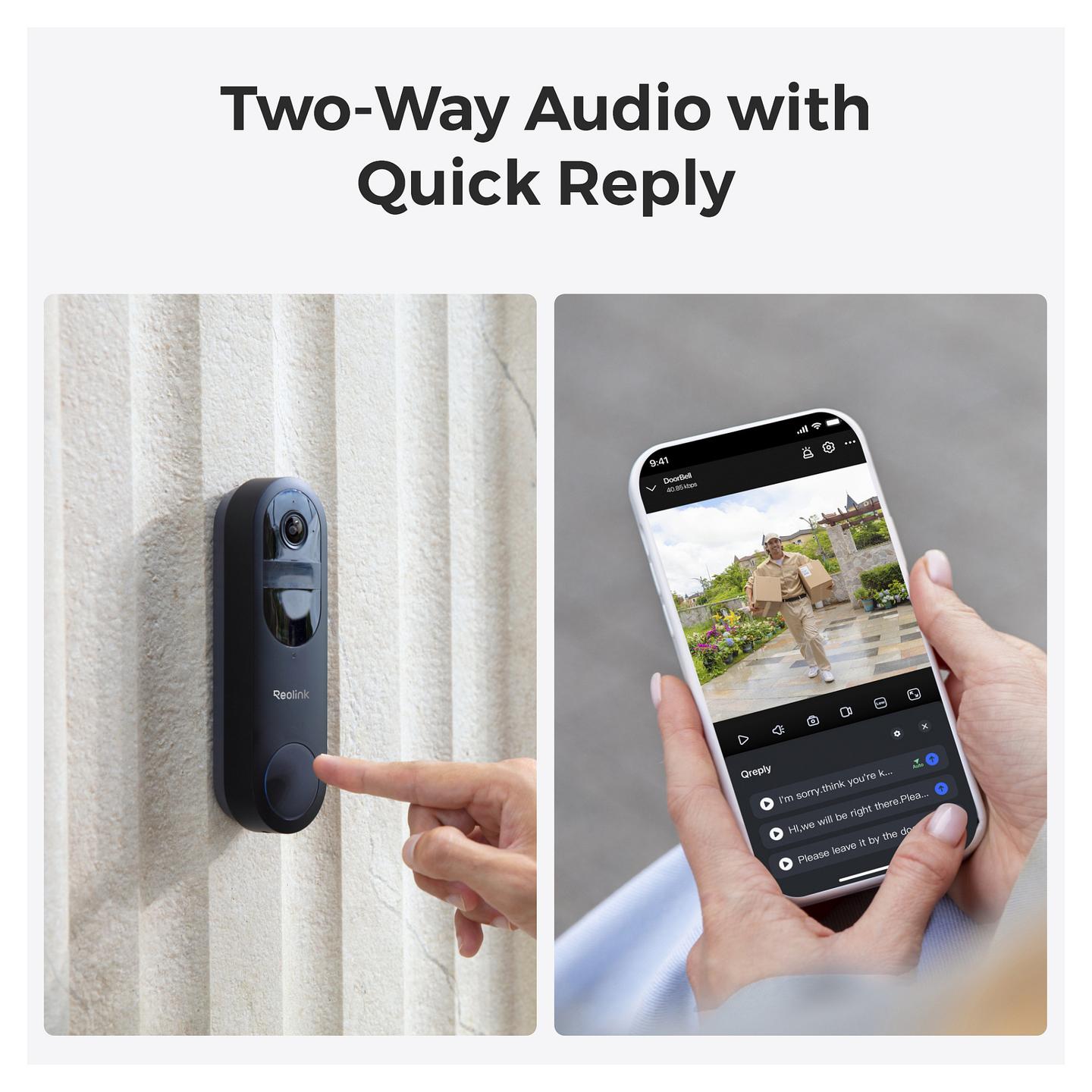 Video Doorbell Reolink D340B, 4MP, 2048 × 2048, Wi-Fi 2.4/5 GHz, Chime, 64GB microSD - Zezë/Bardhë - 8