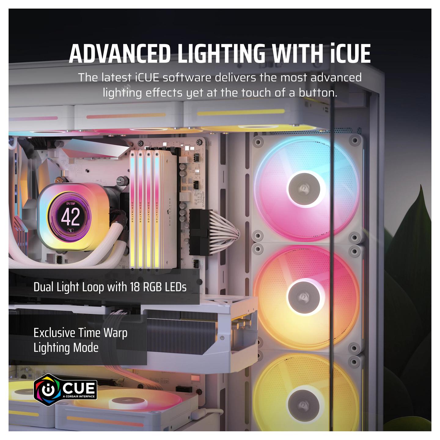 Ftohës për Kasë CORSAIR iCUE LINK LX120-R RGB / 120mm / Reverse / PWM / 2400 RPM / 66.7 CFM / 4.72 mmH₂O / 18 LED / 3-Pack – Bardhë - 6