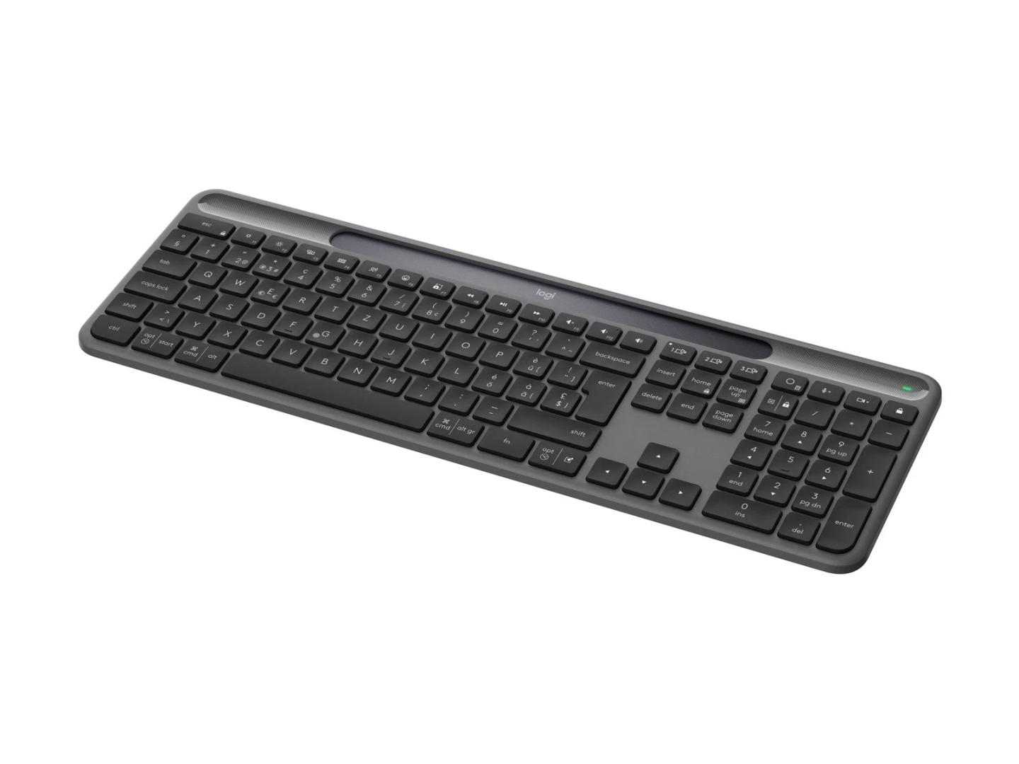 Tastierë Pa kabllo Logitech Signature Slim Solar+ K980 / 920-013756 / Paneli Diellor (Solar) / Lidhja Wireless 2.4GHz & Bluetooth / Bateri e Rinkarikueshme – Grafiti