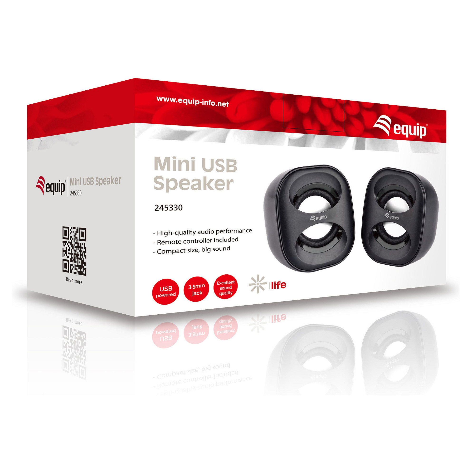 Altoparlantë Equip Compact Mini Stereo Speakers USB Powered for Laptop/PC -  Zezë - 6