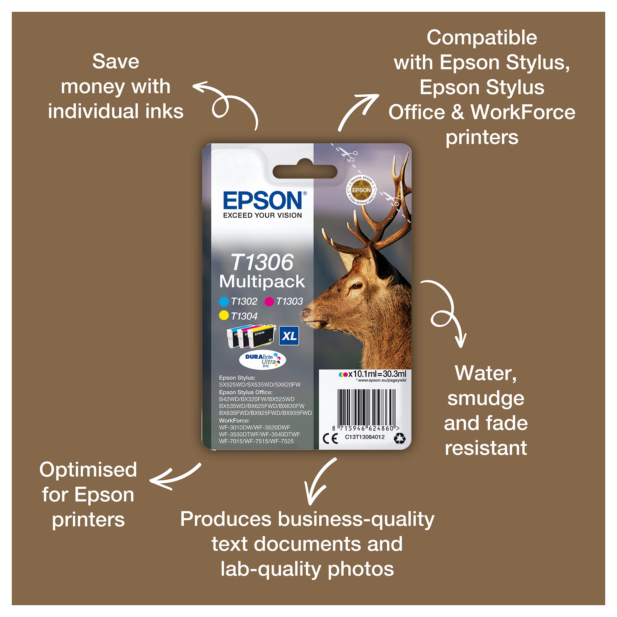 INK Epson T1306 C13T13064012 – Multipack 3 copë (Blu/ Rozë/ Verdhë) - 4