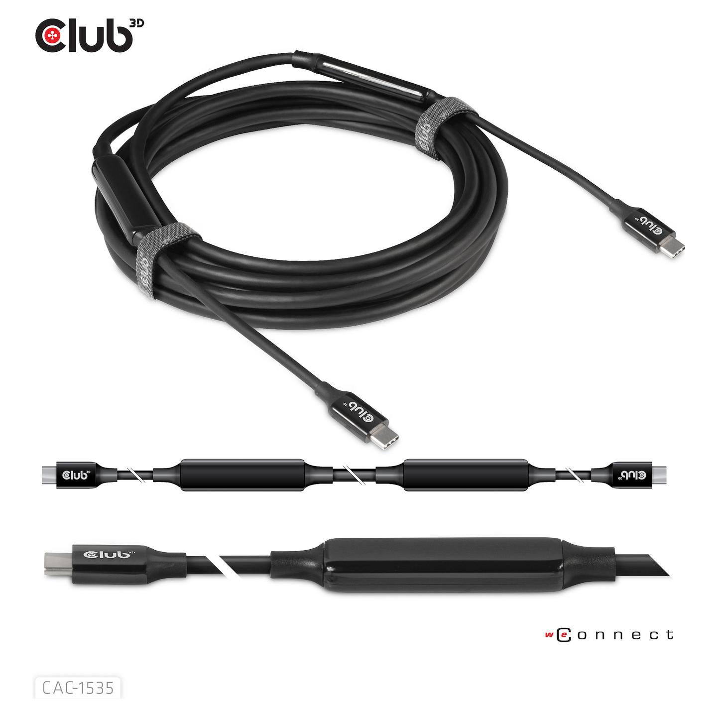 Kabllo USB Club 3D CAC-1535 / USB-C në USB-C / USB 3.2 Gen 2 / 10 Gbit/s / 8K@60Hz / 60W / 5 m - Zezë - 2