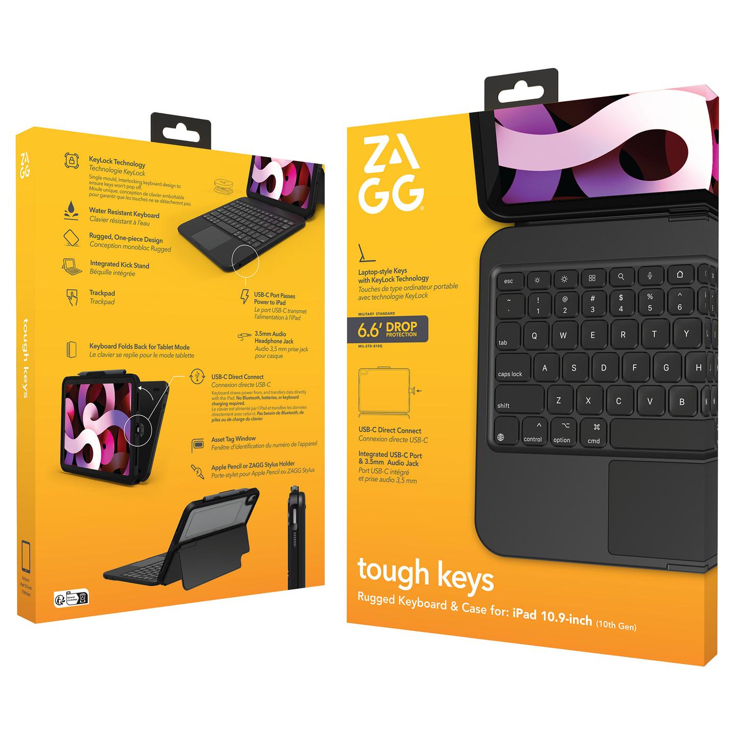 Aksesorë për tablet ZAGG Tough Keys Bluetooth për iPad 10.9" (10.Gen/ A16) / QWERTZ – Zezë - 4