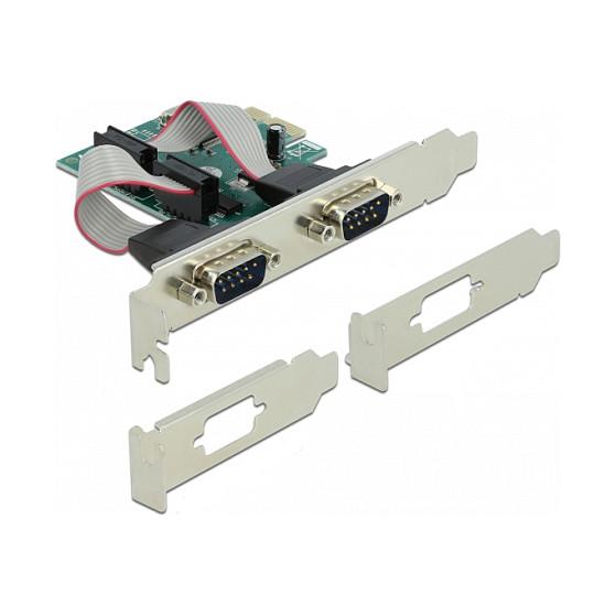 Karta të Rrjetit Delock 90007, PCI Express x1, 2 x RS-232 DB9, WCH CH382L, 921.6Kbps - Gjelbër