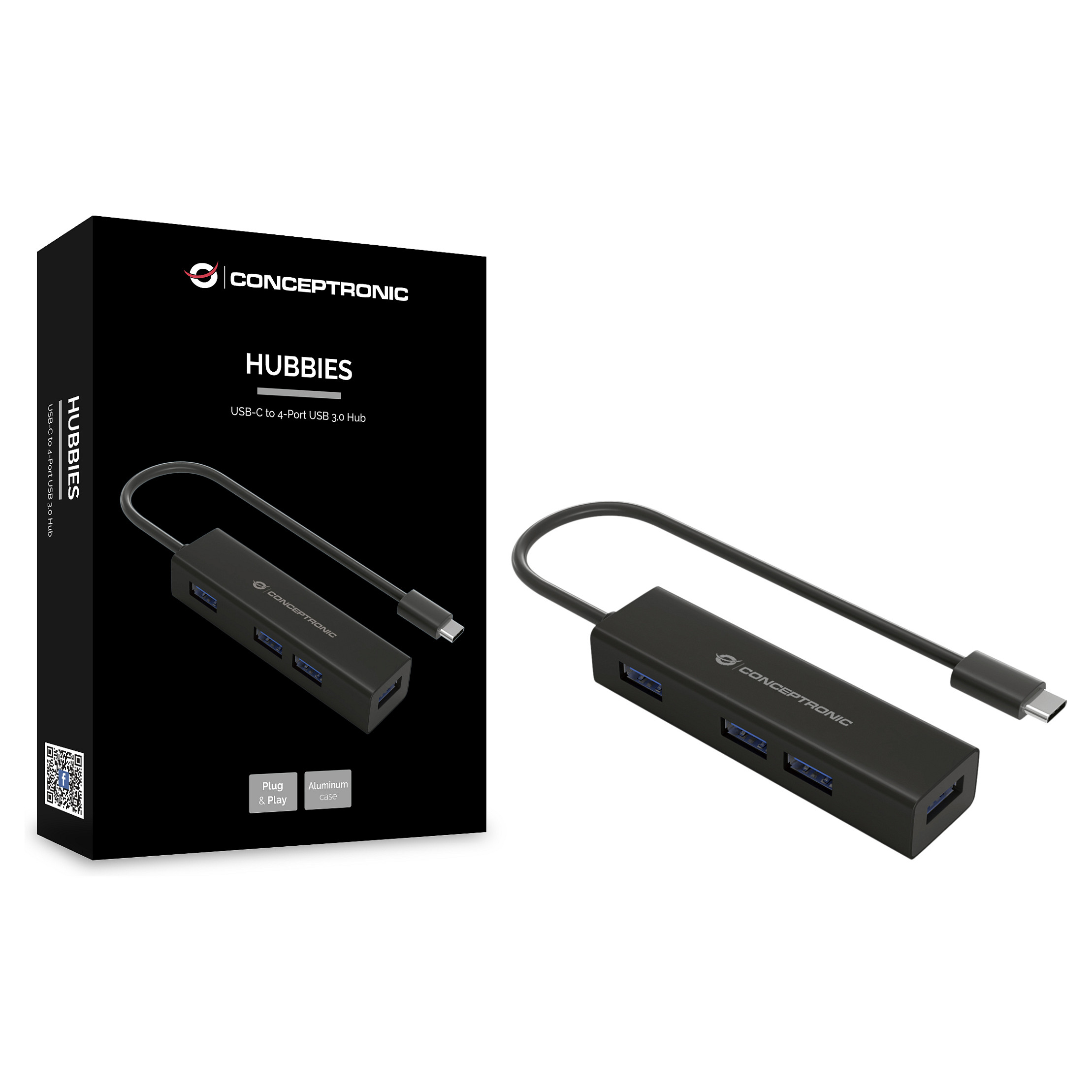 HUB Conceptronic / 4‑Port / USB‑C 3.2 Gen1 → 4x USB‑A 3.0 / Bus‑Powered – Zezë - 2