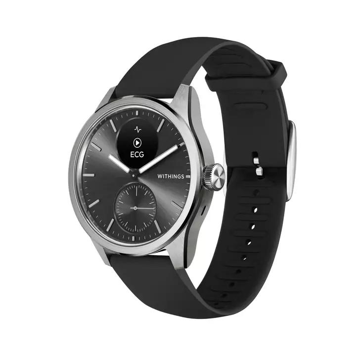Orë e mençur Withings ScanWatch 2, 42 mm, Ekran Hibrid OLED, Bluetooth, ECG, SpO₂, Matje e Temperaturës, Xham Safiri, 5 ATM – Zezë