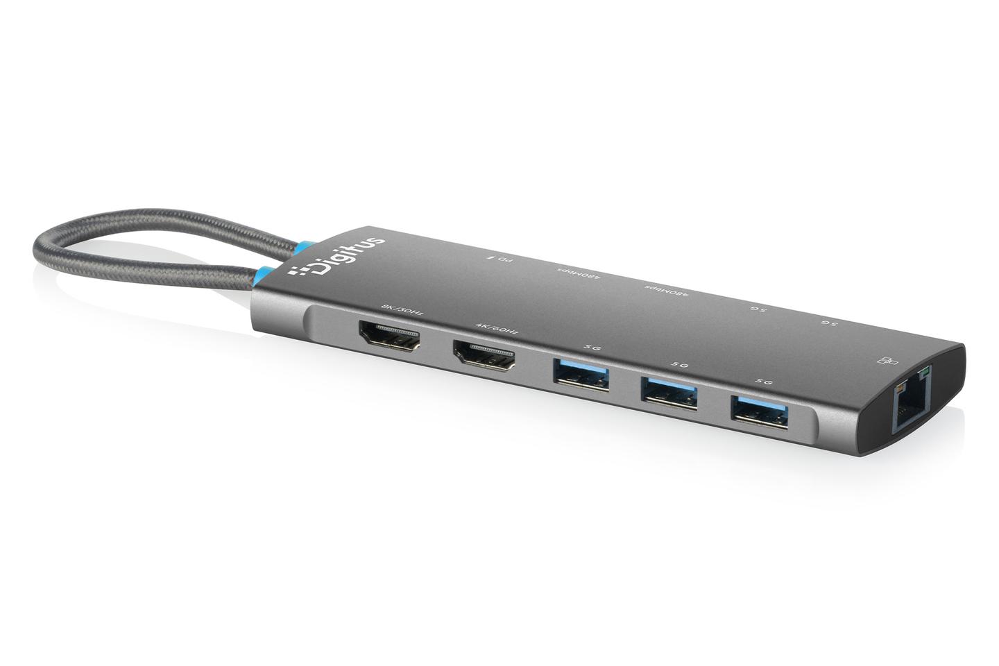 Docking Station DIGITUS DA-70923, 2× HDMI, 3× USB-A, 2× USB-C, 2× USB-A, Gigabit Ethernet, USB-C PD 100W - Hiri