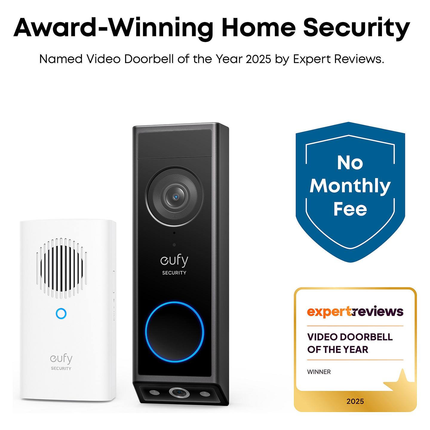 Kamerë Zile për Derë eufy E340, 2K, Dual Camera, 160°, Color Night Vision, Audio 2-Kahëshe, AI, Bateri, Wi-Fi 2.4GHz, 8GB eMMC, IP65, Chime - Zezë - 8