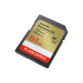 Kartë Memorie SD SanDisk Extreme GO, 64GB, SDXC, UHS-I, U3, V30, 170MB/s Read, 80MB/s Write - 2