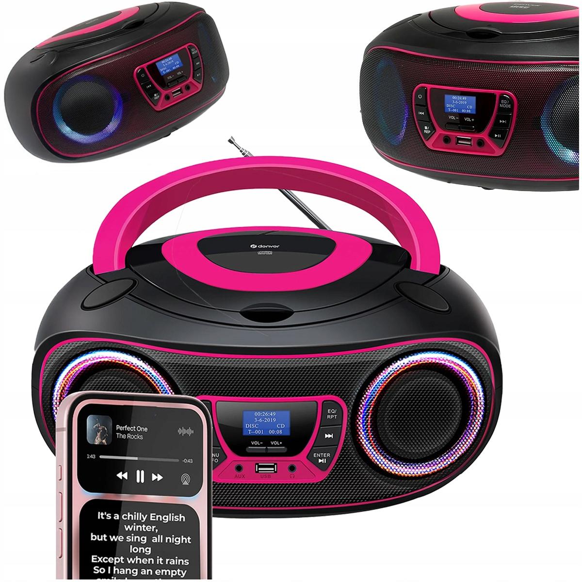 Altoparlant Denver TDB-212P, 2 × 1.8W RMS, DAB+, FM Radio, Bluetooth 5.0, CD, USB, AUX, LED - Rozë - 2